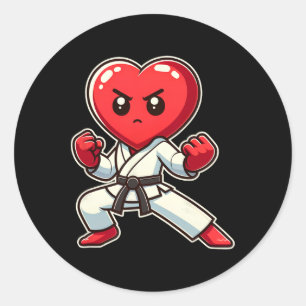 Valentine's Day Heart Karate Taekwondo Mma Martial Classic Round Sticker