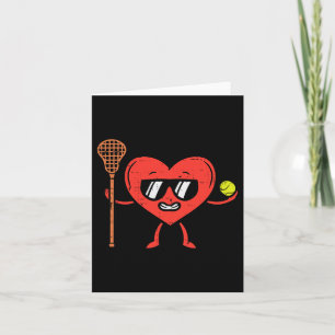 Valentines Day Heart Lacrosse Funny Lax Sports Men Card