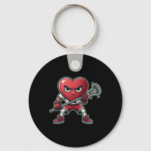 Valentine's Day Heart Lacrosse Team Player  Keychain