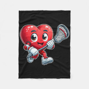 Valentine's Day Heart Lacrosse Team Player Sports Fleece Blanket