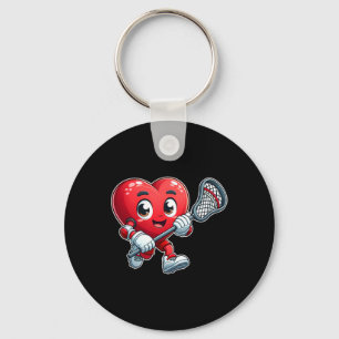 Valentine's Day Heart Lacrosse Team Player Sports Keychain