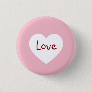 Valentine's Day Heart Love Pink 1 Inch Round Button