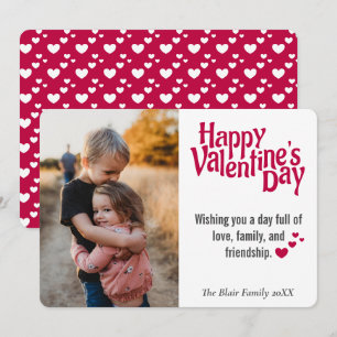 Valentine's Day Heart Pattern Photo Holiday Card