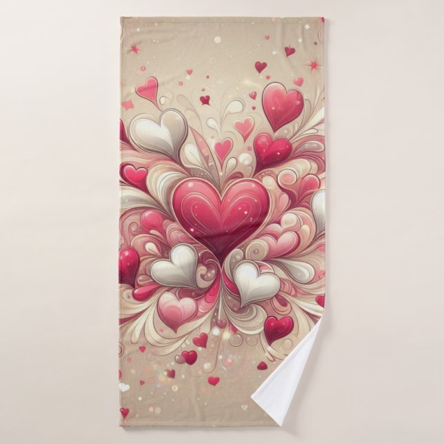 valentine's day heart patterned bath towel (Bath Towel)