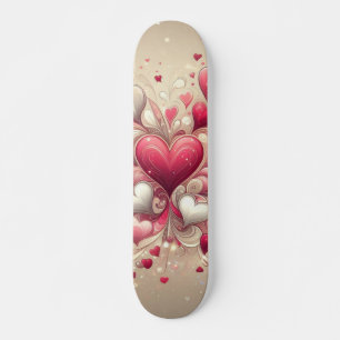 valentine's day heart patterned skateboard
