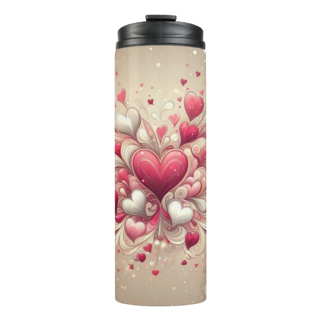 valentine's day heart patterned thermal tumbler (Front)