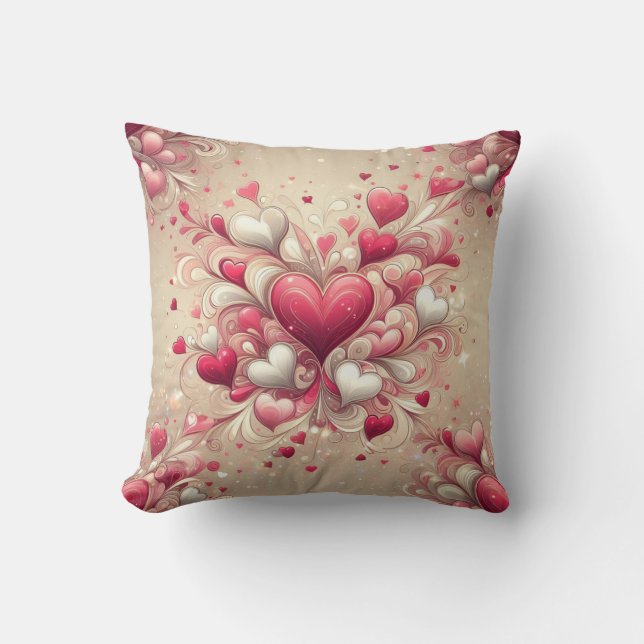 valentine's day heart patterned throw pillow (Front)