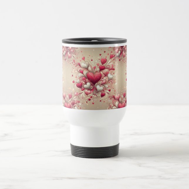 valentine's day heart patterned travel mug (Center)