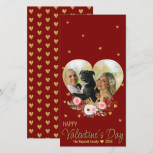 Valentine's Day Heart Photo Gold Glitter Heart Red
