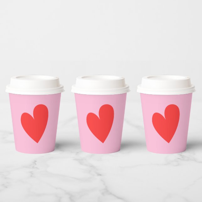 Valentine's Day Heart Pink and Red Paper Cups (Multi)