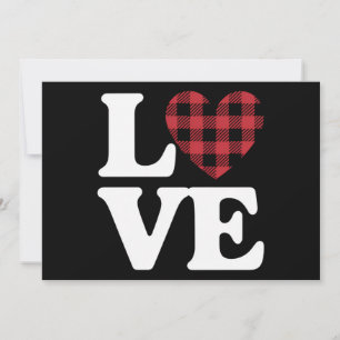 Valentines Day Heart Plaid Love  Invitation