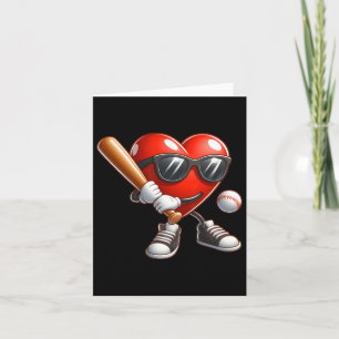 Valentines Day Heart Playing Baseball Funny Couple Card