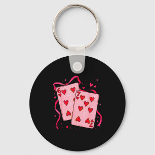 Valentines Day Heart Playing Cards In Love Funny 6 Keychain