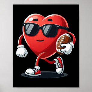 Valentine's Day Heart Playing Football Boys Girls  Poster