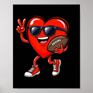 Valentine's Day Heart Playing Football Boys Girls Poster