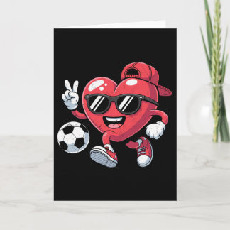 Valentines Day Heart Playing Soccer Boys Men Kids Card