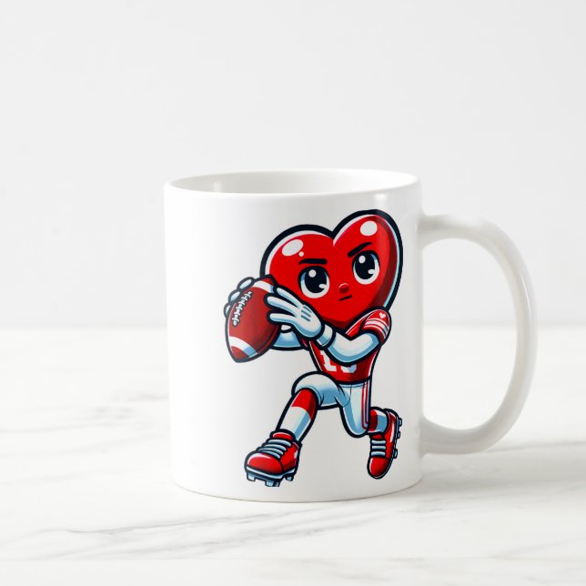 Valentines Day Heart Quarterback Football Srts  Coffee Mug (Right)