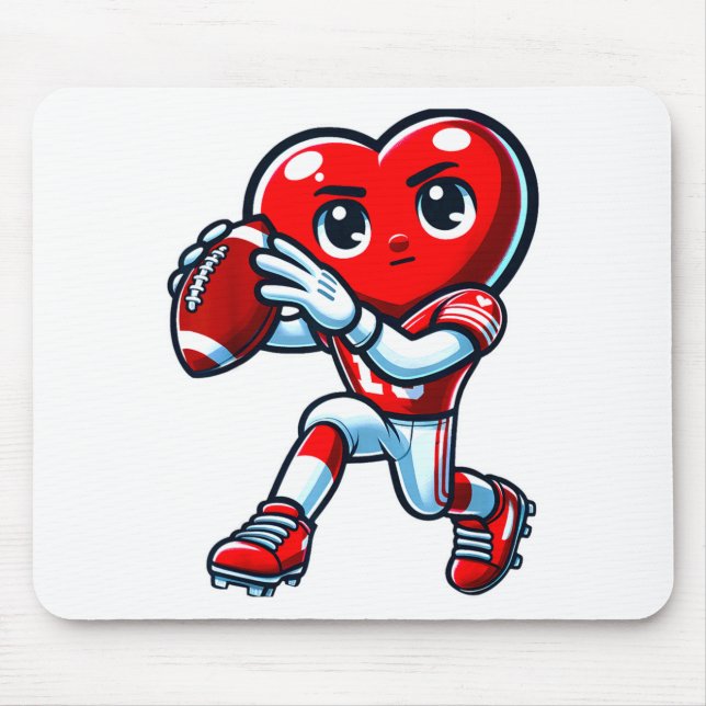Valentines Day Heart Quarterback Football Srts  Mouse Pad (Front)