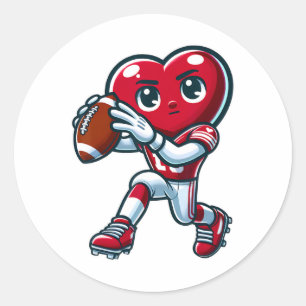 Valentine's Day Heart Quarterck Footll Sports Classic Round Sticker