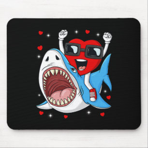 Valentines Day Heart Riding Shark Fun Toddler Boys Mouse Pad