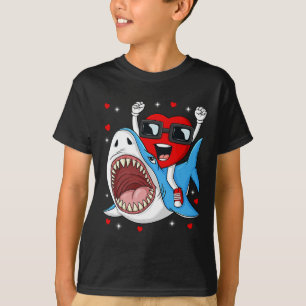 Valentines Day Heart Riding Shark Fun Toddler Boys T-Shirt