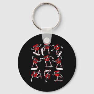 Valentines Day Heart Riding Skateboards Boys Kids  Keychain