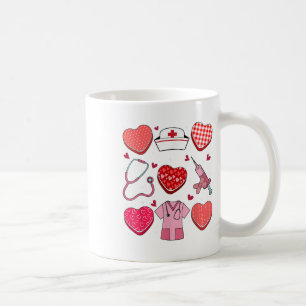 Valentines Day Heart Rn Cna Icu Scurb Nurse Doctor Coffee Mug