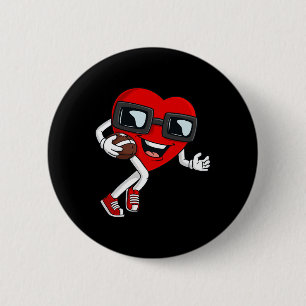 Valentines Day Heart Running With A Football Boys  2 Inch Round Button