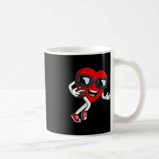 Valentines Day Heart Running With A Football Boys  Coffee Mug (Right)
