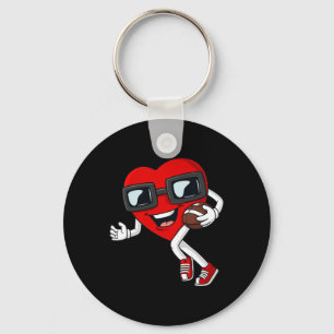 Valentines Day Heart Running With A Football Boys  Keychain