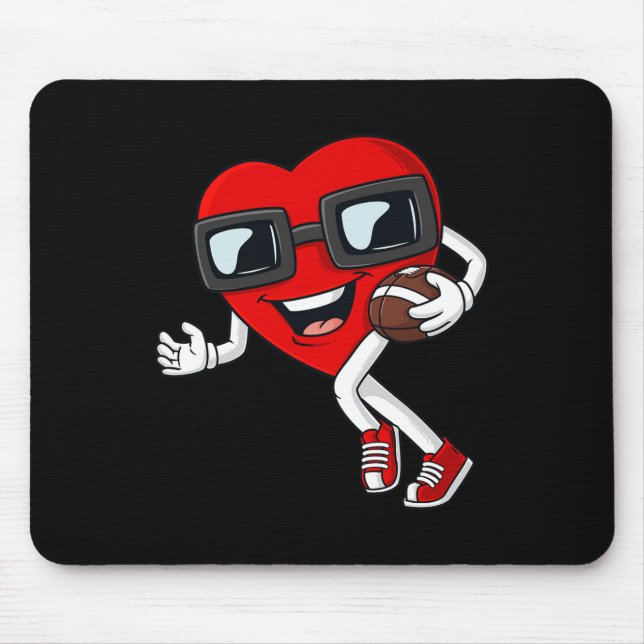 Valentines Day Heart Running With A Football Boys  Mouse Pad (Front)