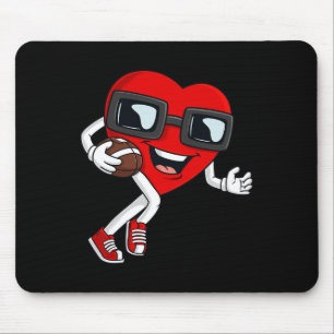Valentines Day Heart Running With A Football Boys  Mouse Pad
