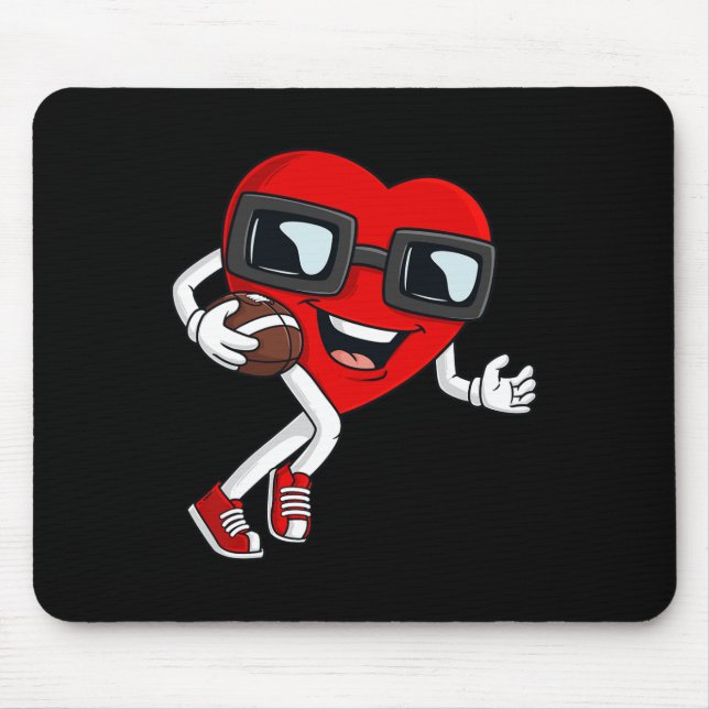 Valentines Day Heart Running With A Football Boys  Mouse Pad (Front)