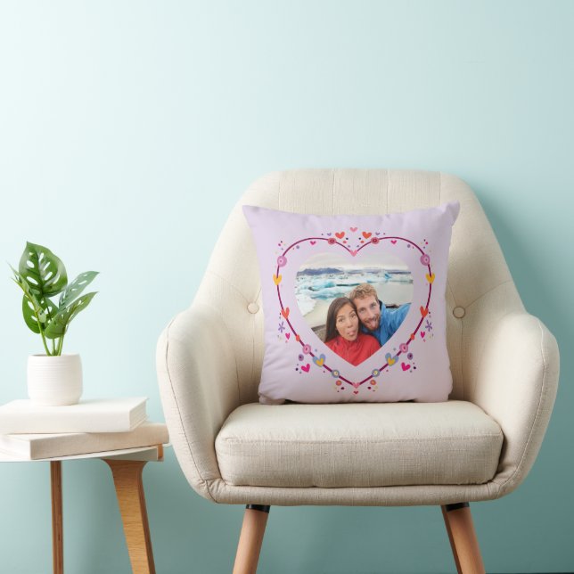 Valentine's Day Heart Shape Photo Throw Pillow (Chair)