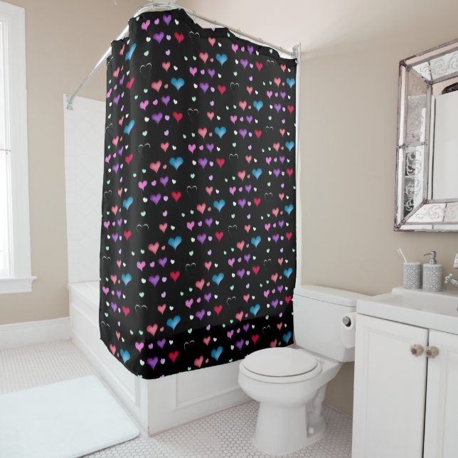 Valentine's Day heart Shower Curtain (In Situ)