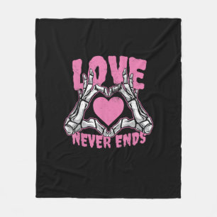 Valentines Day Heart Skeleton Hands Heart Fleece Blanket
