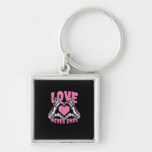 Valentines Day Heart Skeleton Hands Heart Keychain