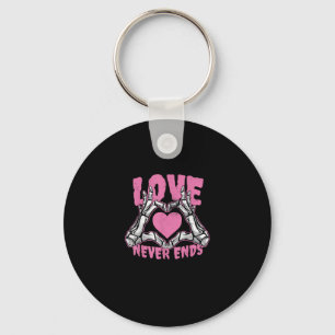 Valentines Day Heart Skeleton Hands Heart Keychain
