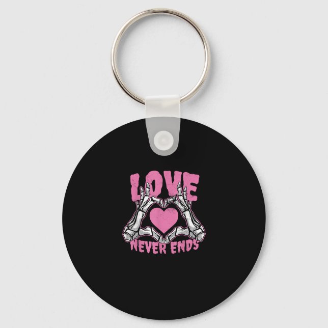 Valentines Day Heart Skeleton Hands Heart Keychain (Front)