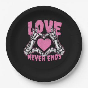 Valentines Day Heart Skeleton Hands Heart Paper Plate