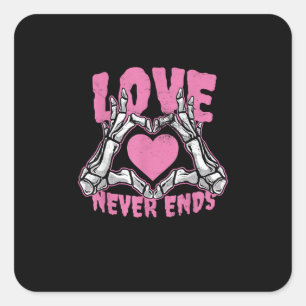 Valentines Day Heart Skeleton Hands Heart Square Sticker