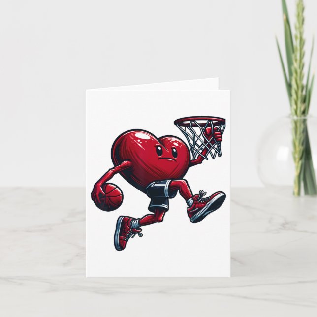Valentine's Day Heart Slam Dunk Sketll Team Player Card (Front)