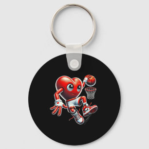 Valentine's Day Heart Slam Dunk Sketll Team Sport Keychain