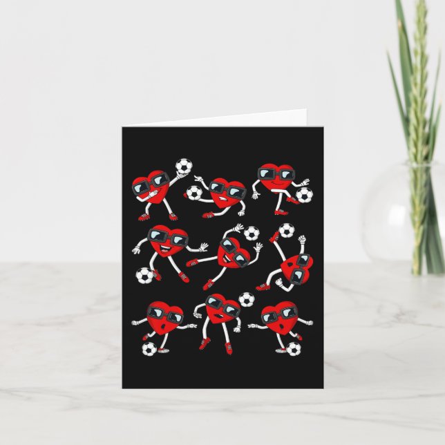 Valentines Day Heart Soccer Player Fun Boys Girls  Card (Front)
