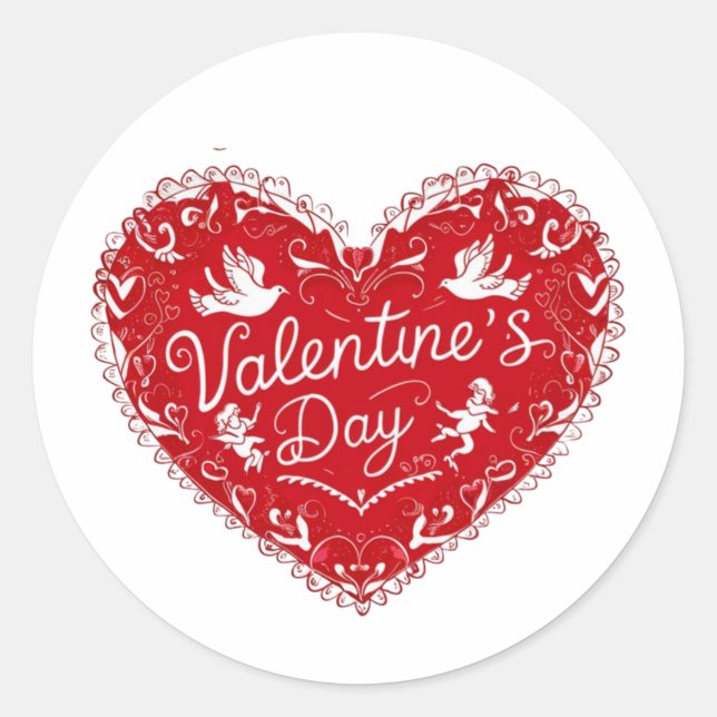 Valentine's Day Heart Sticker, Label (Front)
