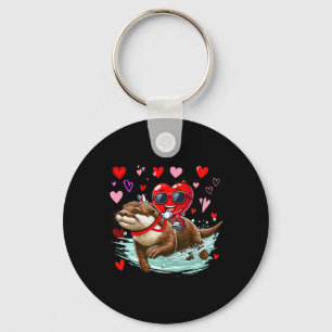 Valentine's Day Heart Sungles Riding Otter Animal Keychain