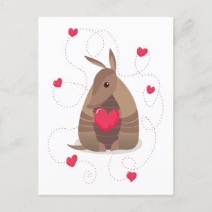 Valentine's Day Heart Texas Armadillo Postcard