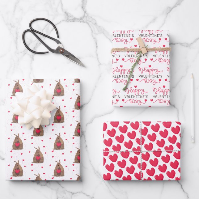 Valentine's Day Heart Texas Armadillo Wrapping Paper Sheet (Front)