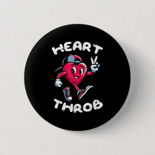 Valentines Day Heart Throb Peace Retro Groovy Boys 2 Inch Round Button
