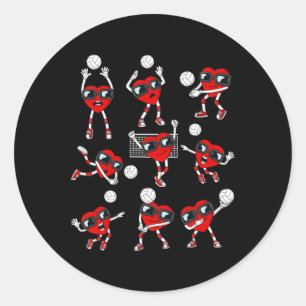 Valentines Day Heart Volleyball Player Fun Boys Gi Classic Round Sticker